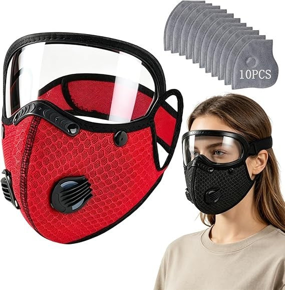 Reusable Carbon Filter Dust Mask with Adjustable Goggles, With 5-Layer Filter