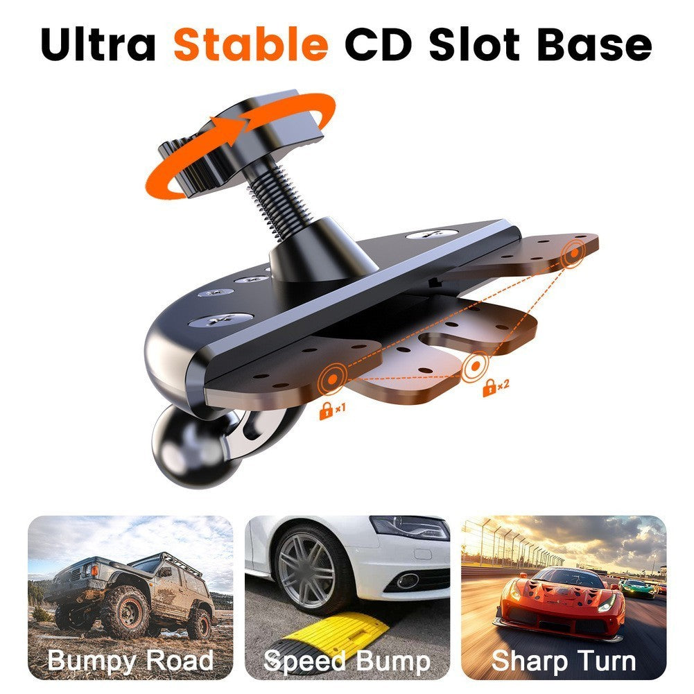 Secure CD Slot Car Mount for CarPlay with Adjustable Viewing Angles Black