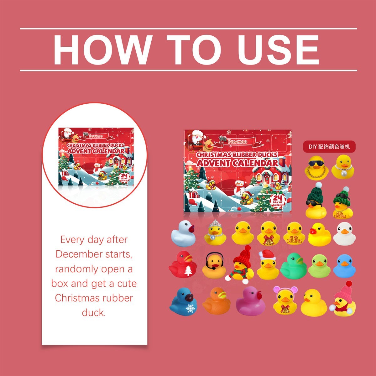 Rubber Duck Advent Calendars 2026-24 Days Christmas Countdown Calendar Xmas Gift