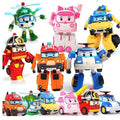 6Pcs Academy Robocar Toy Poli Roy Amber Robots Mark Bucky Transformers Robot Car
