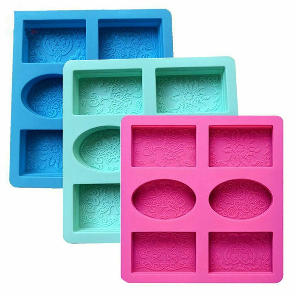 DIY Silicone Soap Mold 6 Forms Oval Rectangle Cake Mould Homemade Making Craft