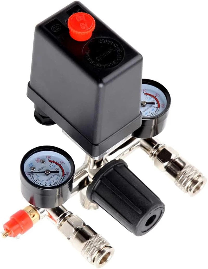 Air Compressor Pressure Control Switch Regulator with Valve Gauges Fittings