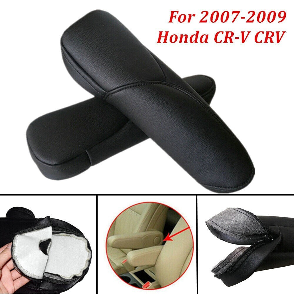 2Pcs/Set Black Leather Car Front Seat Armrest Cover For 2007-2009 Honda CR-V CRV