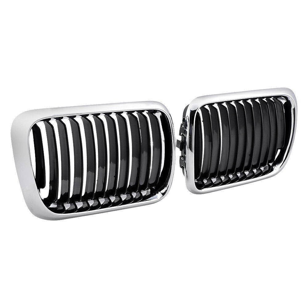 Chrome+Gloss Black Single Front Kidney Grilles For BMW 3 Series E36 M3 1997-1999