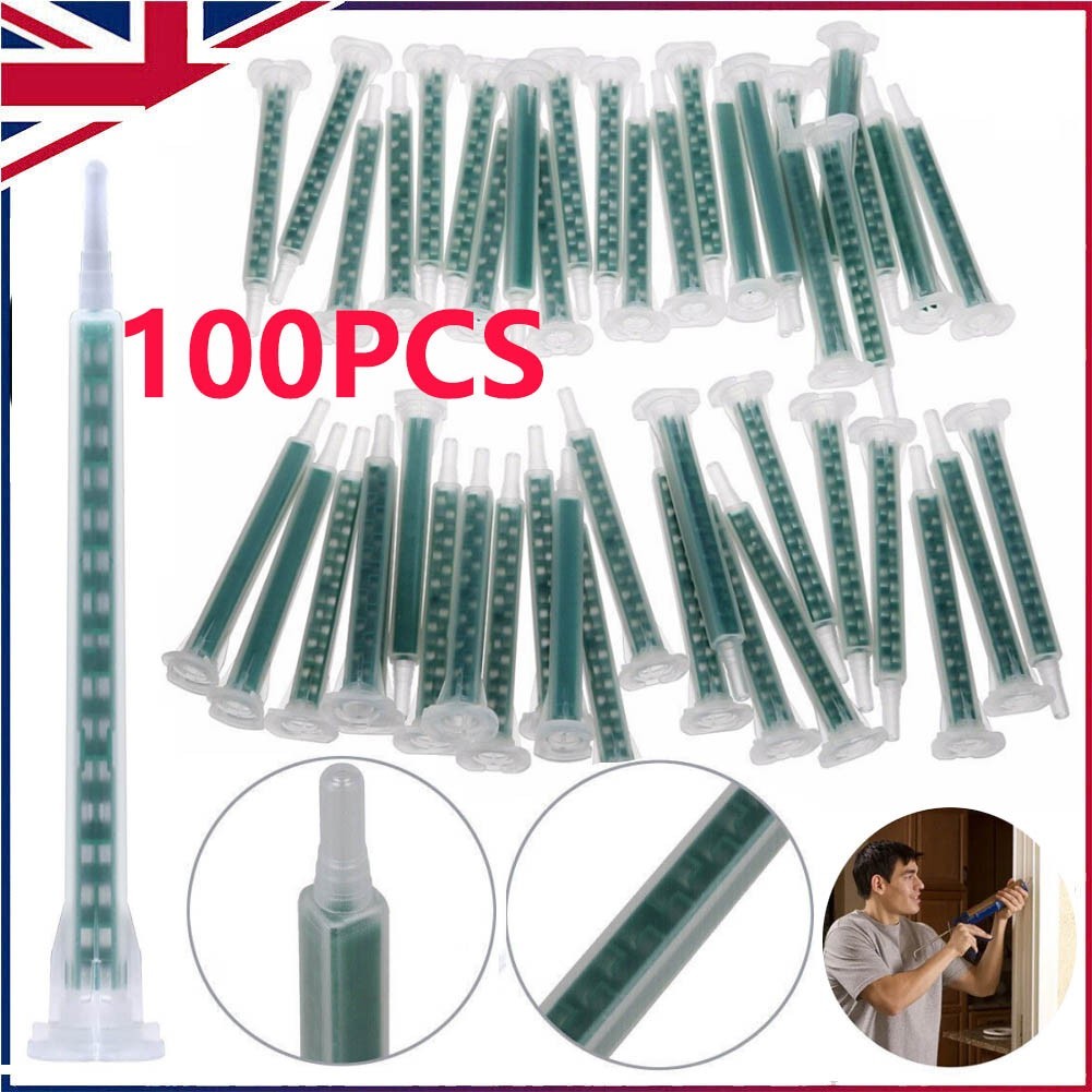 100 Pack Static Mixer Epoxy Resin Mixing Tube Nozzles Syringe for AB Glue Gun UK