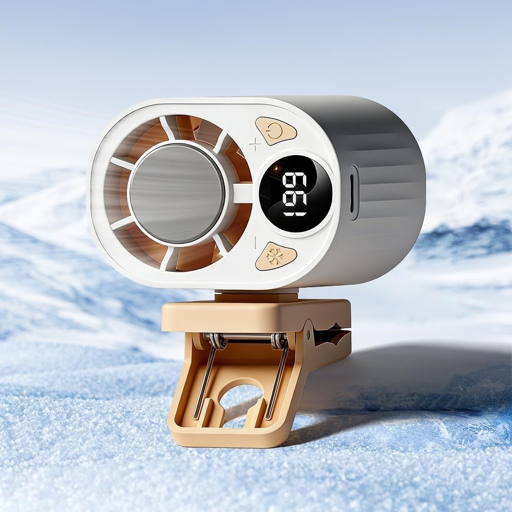 Ice Cold Clip-On Fan for Waist, Semiconductor Cooling with LED Display & USB.*