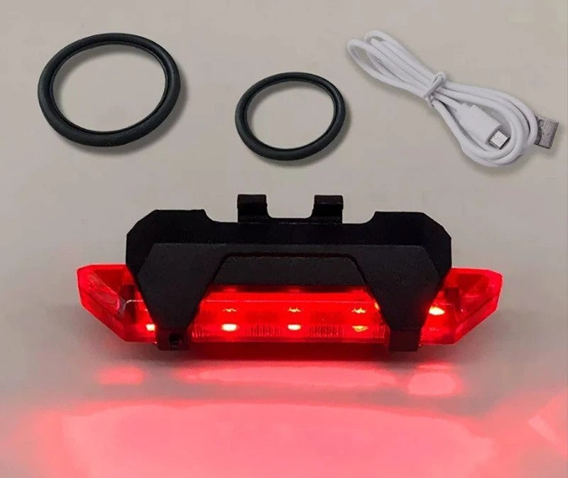 5 LED Front Rear Bike Light USB Rechargeable Cycling Safety Warning Light