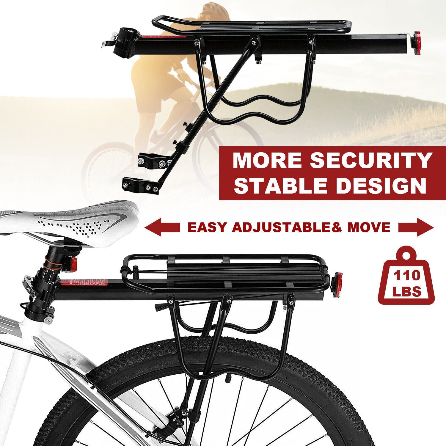 Rear Bicycle Pannier Rack Carrier Bag Luggage Cycle Mountain Bike Aluminum Alloy