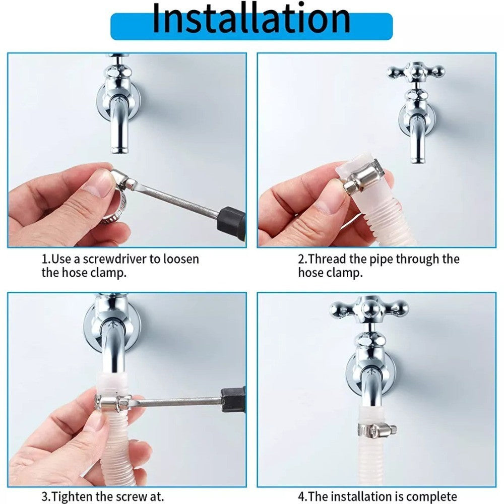 101x Assorted Stainless Steel Hose Clamp Kit With No Driver Jubilee Clips Set UK