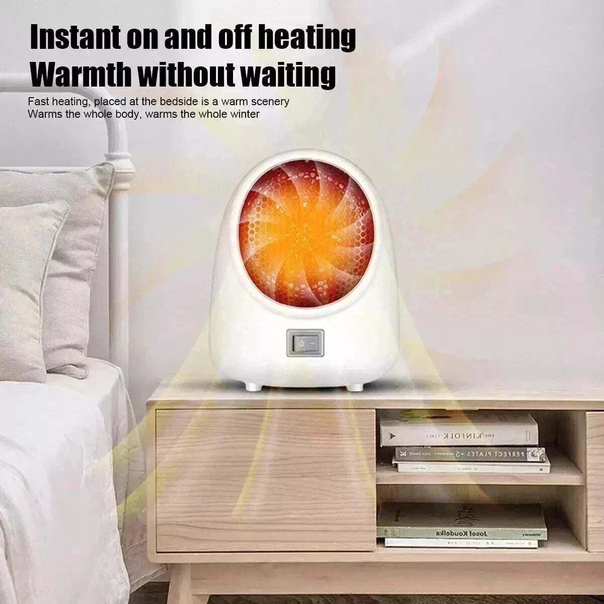 Portable 400W Electric Heater White Desktop Fan Heater Warmer for Home Office UK
