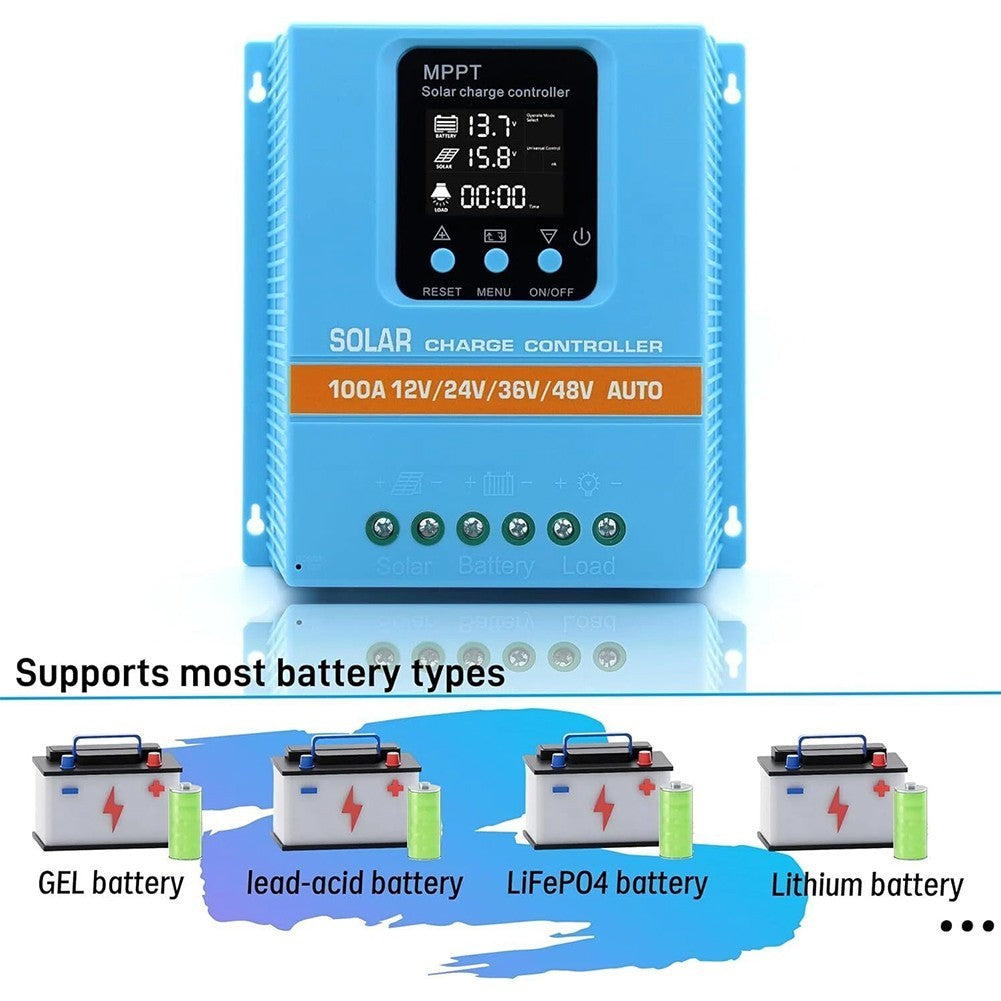 Upgraded 100A MPPT  48V-12V Solar Charge Controller Solar Panel Charge Regulator