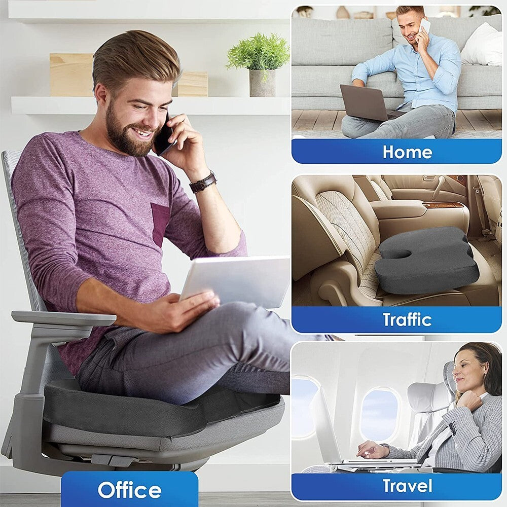 Cushion Seat Pillow Orthopaedic Coccyx Back Pain Relief Memory Foam Office Chair