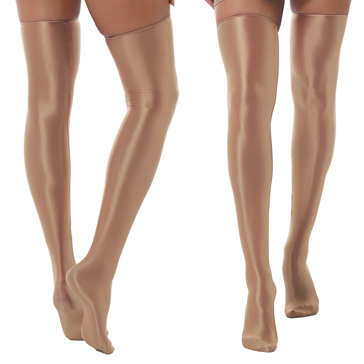 1 Pair Womens Oil Shiny Stockings Stretchy Footed Thigh High Stockings Lingerie