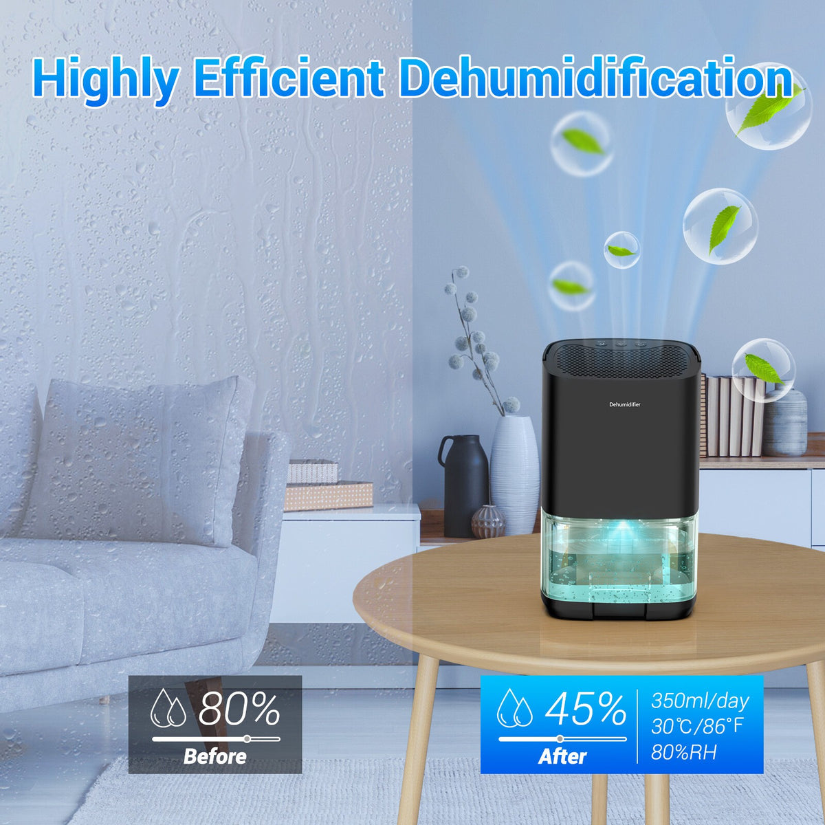 Air Dehumidifier 1000ml Home Portable Air Dehumidifier for Damp Mould Moisture