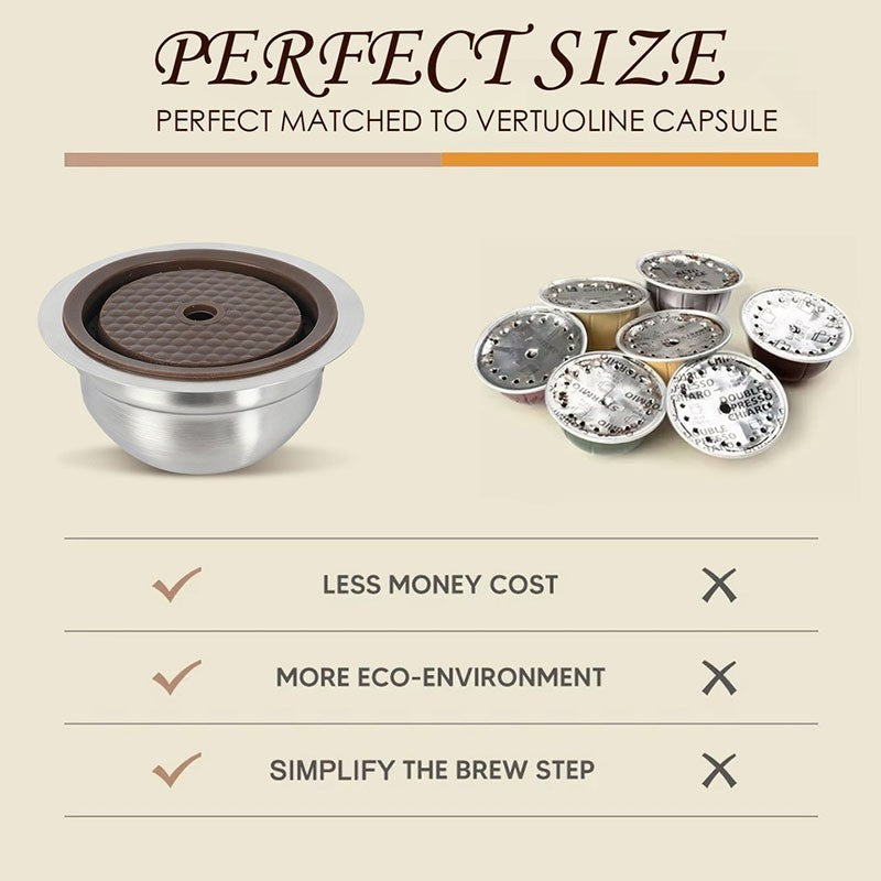 Stainless Steel Refillable For Nespresso Vertuo Coffee Pod Capsules 230ml．