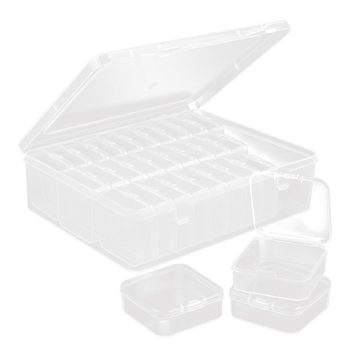 Clear Plastic Organizer Case 30 Compartments Jewelry Storage Box for Earrings UK