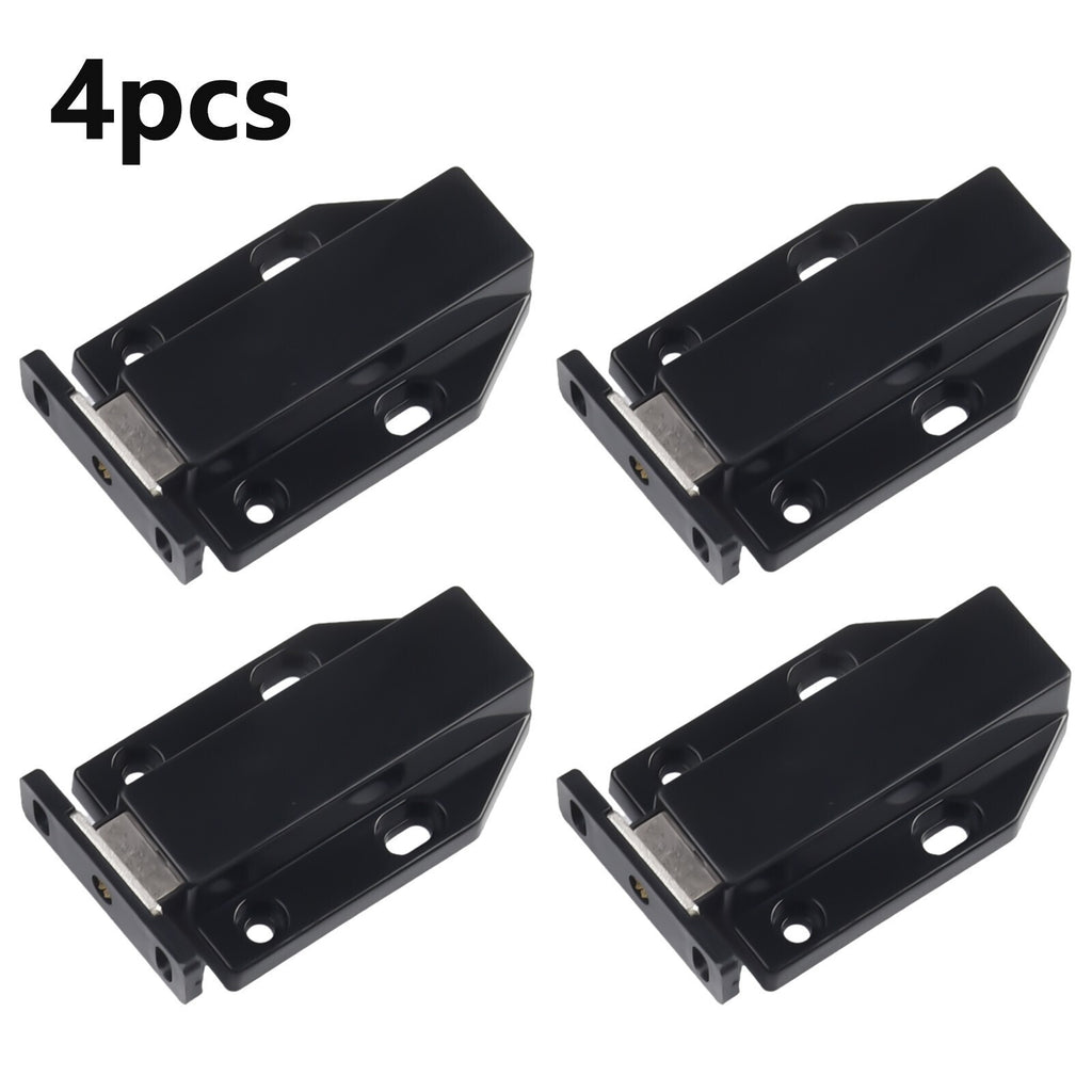 4x Door Push To Open Magnetic Cabinet Catch Heavy Duty Latch ABS Black