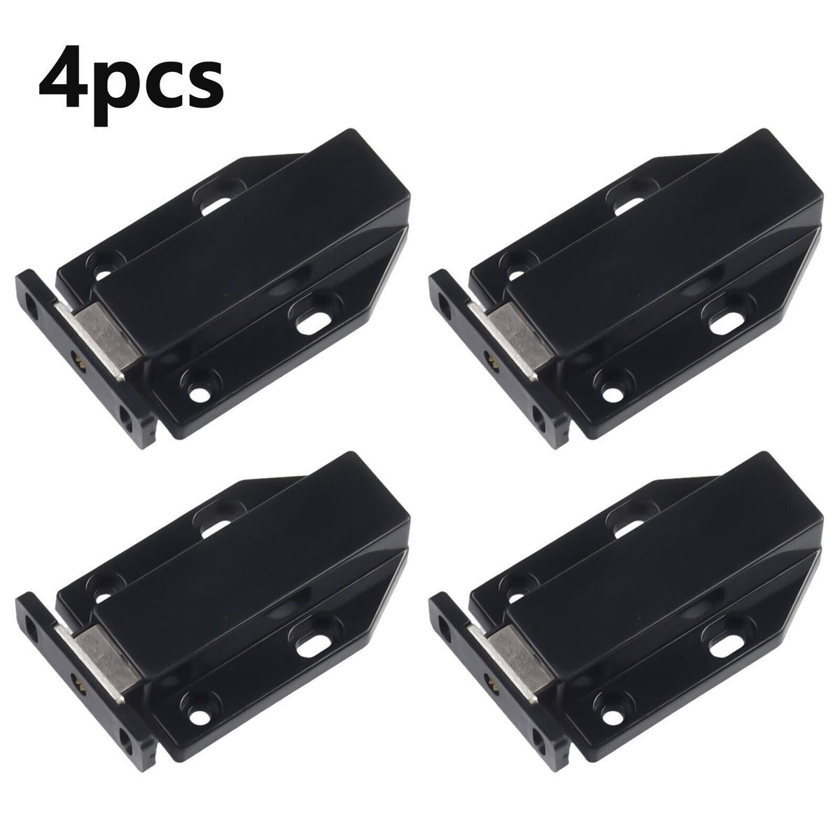 4x Door Push To Open Magnetic Cabinet Catch Heavy Duty Latch ABS Black