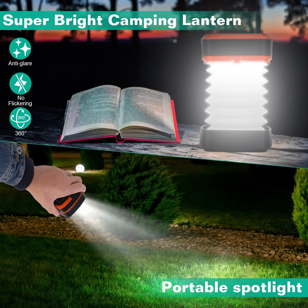 Solar USB Rechargeable Camping Lantern Foldable LED Outdoor Tent Garden Light UK