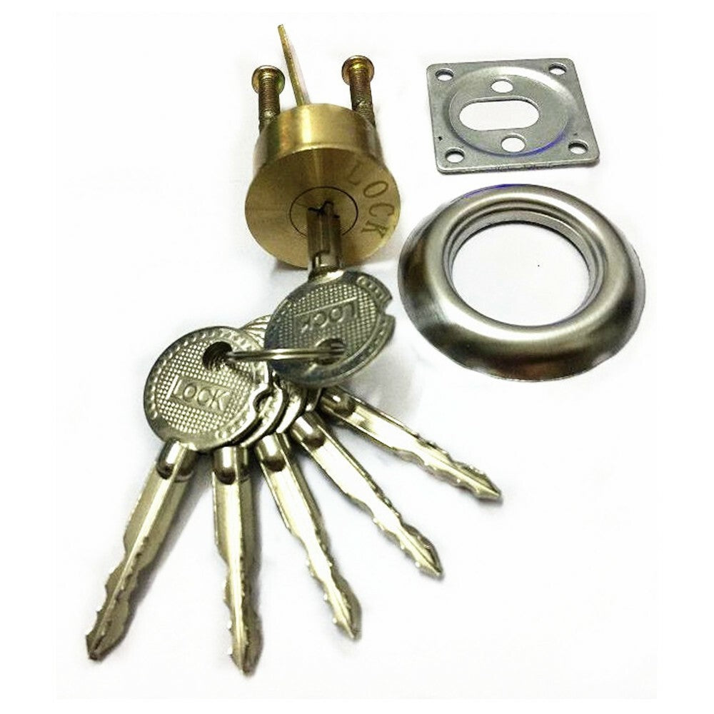 Cross Shaped NightLatch Dead Bolt Brass 6Keys Replacement Rim Cylinder Door Lock
