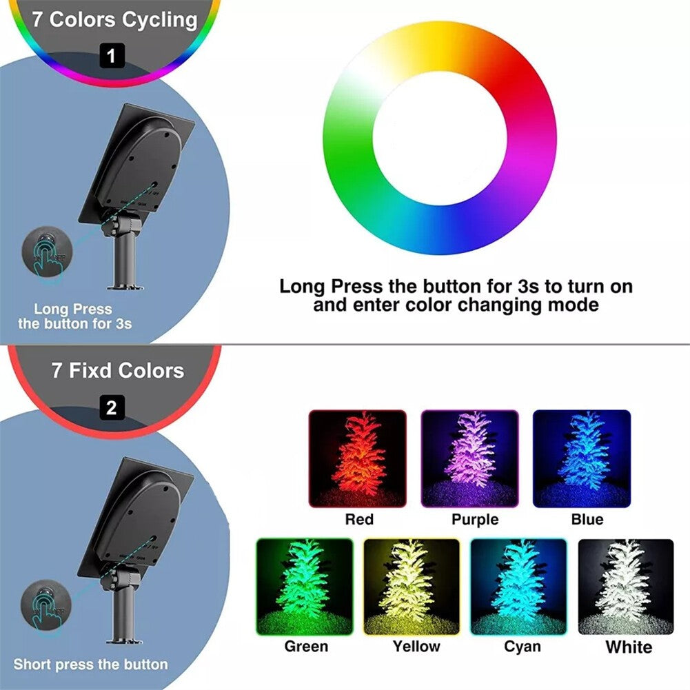 7LED Solar Spot Lights LED Colour Changing Projection Stake Garden Light Outdoor