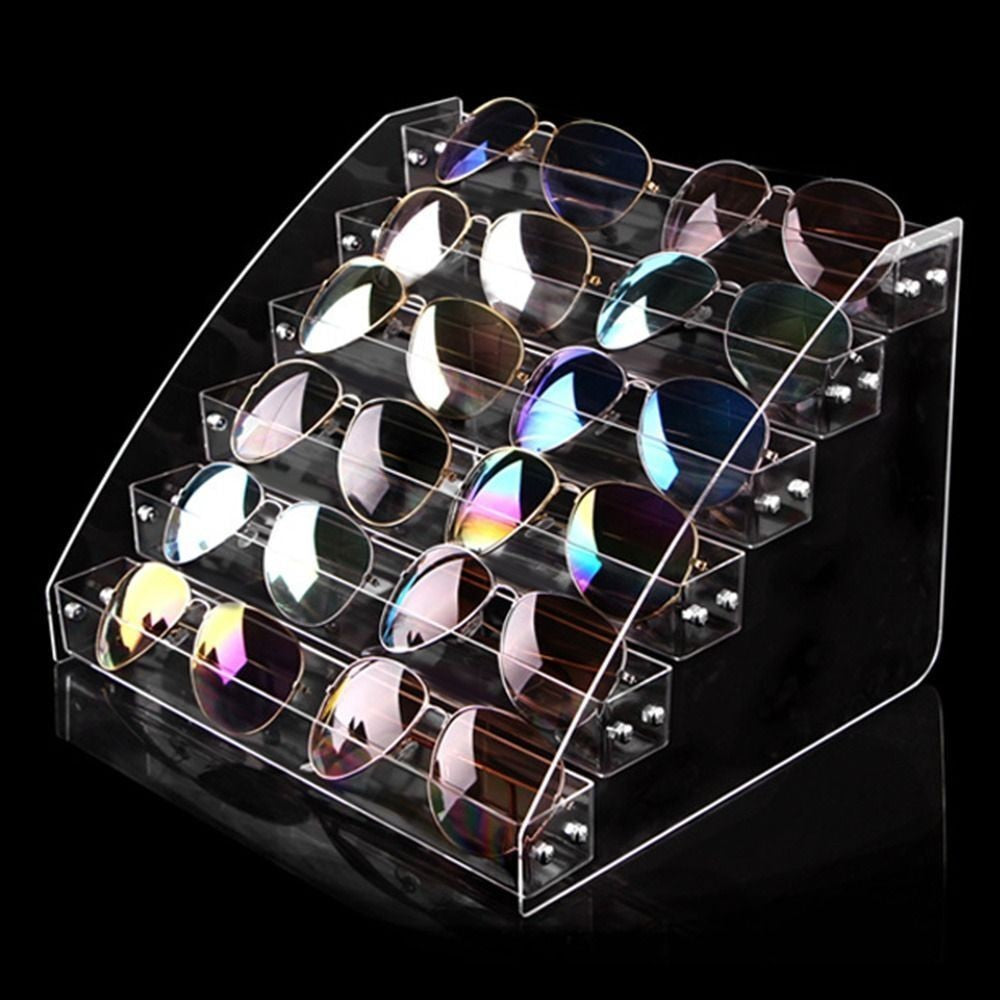 Box Acrylic Stand Jewelry Organizer Sunglass Display Rack Glasses Frame Tray