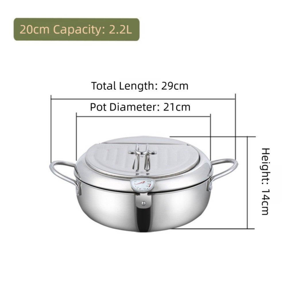 Stainless Steel Tempura Fryer Deep Frying Pan Kitchen Cookware