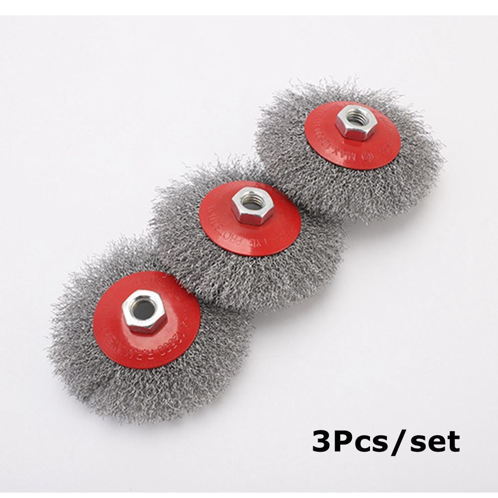 3x Stainless Steel Flat Wire Wheel Cup Brush For 115mm Angle Grinder Universal