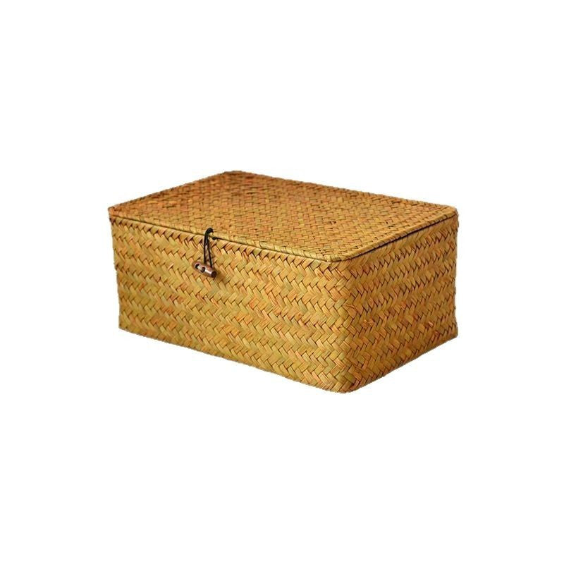 Large Wickers Storage Basket Box With Lid & Lock Woven Wicker Landry Hamper