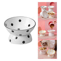 Ceramic Tilted Raised Cat Food Bowl Slant Porcelain Pet Cat Dish Snack Bowl