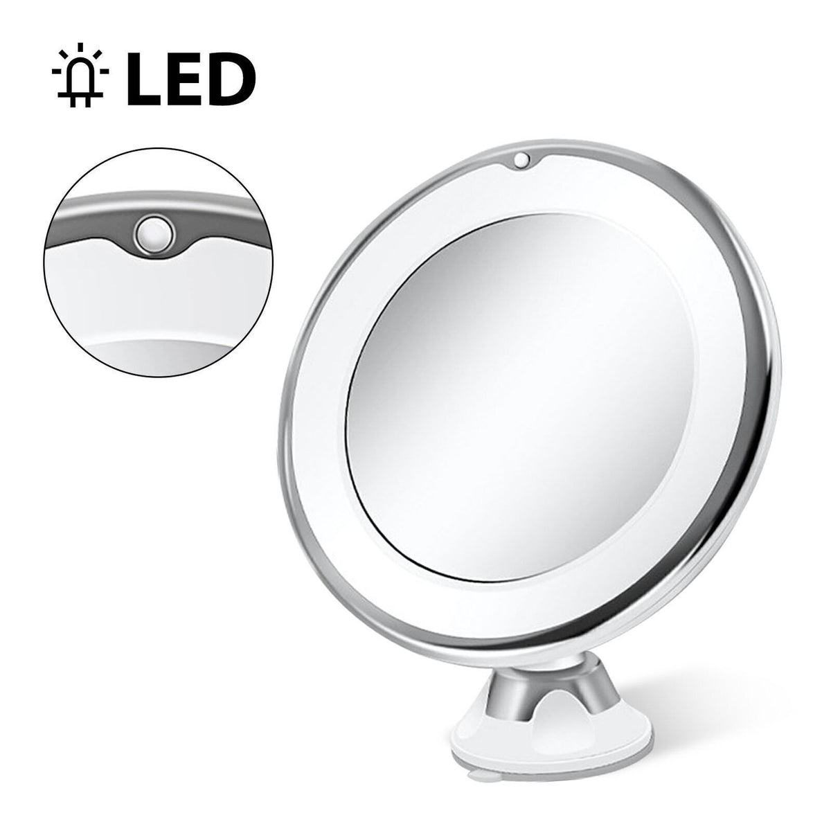 Fogless Makeup Mirror 360° Rotating Suction Cup Bathroom Shower Mirror Holder
