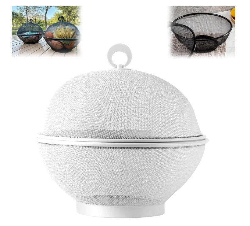 Fruit Fly Proof Fruit Bowl, Large Capacity Mesh Fruit Basket with Lid Cover