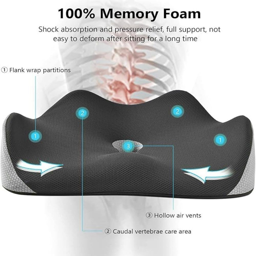Cushion Seat Pillow Coccyx Orthopaedic Back Pain Relief Memory Foam Office Chair