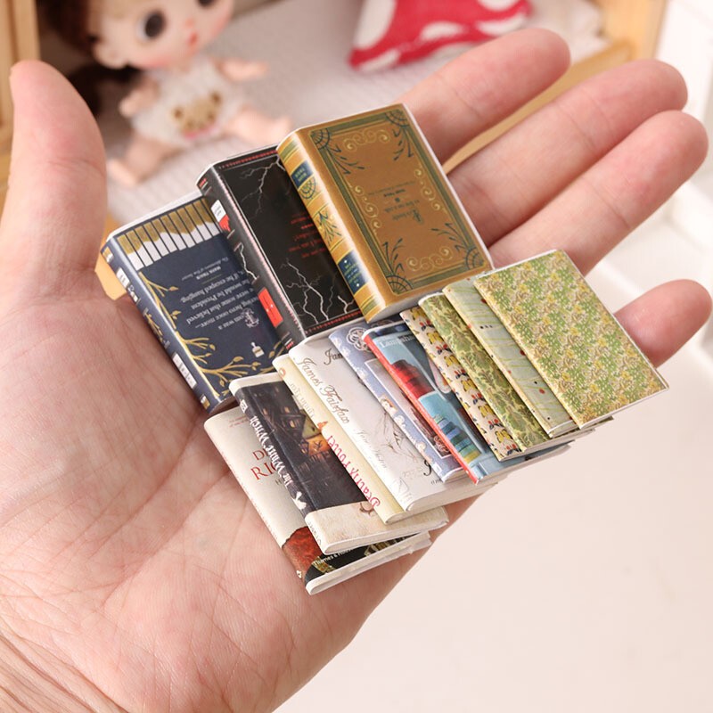 20PC Scale Mini Books Set Dolls House Miniatures Lot Bookshelf Accessories