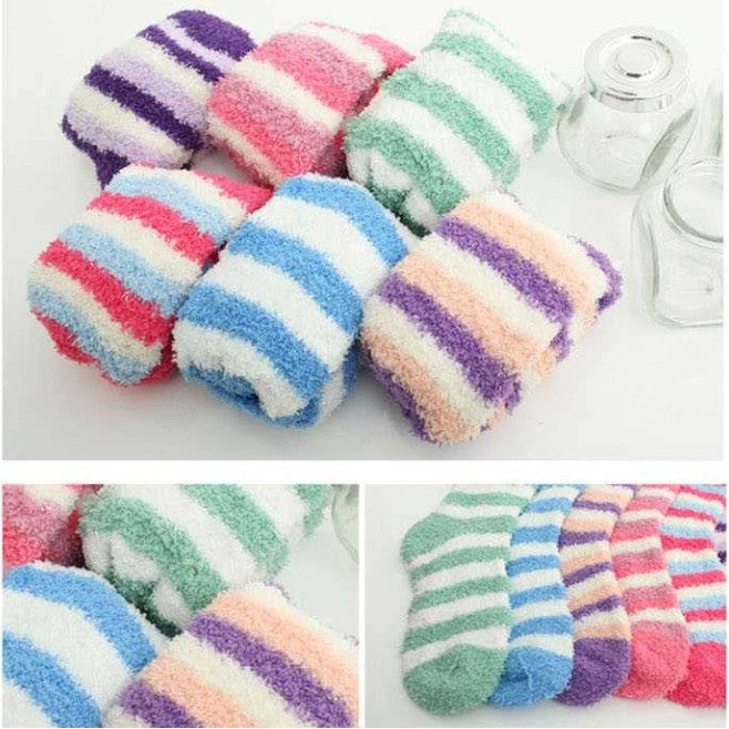 6Pairs Women Winter Warm Soft Fluffy Bed Socks Lounge Slipper Fleece Sock Random