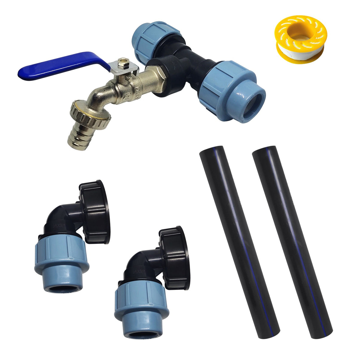 For IBC Adapter connection lever set for 2 Tanks Outlet Tee Connector Tap Valve