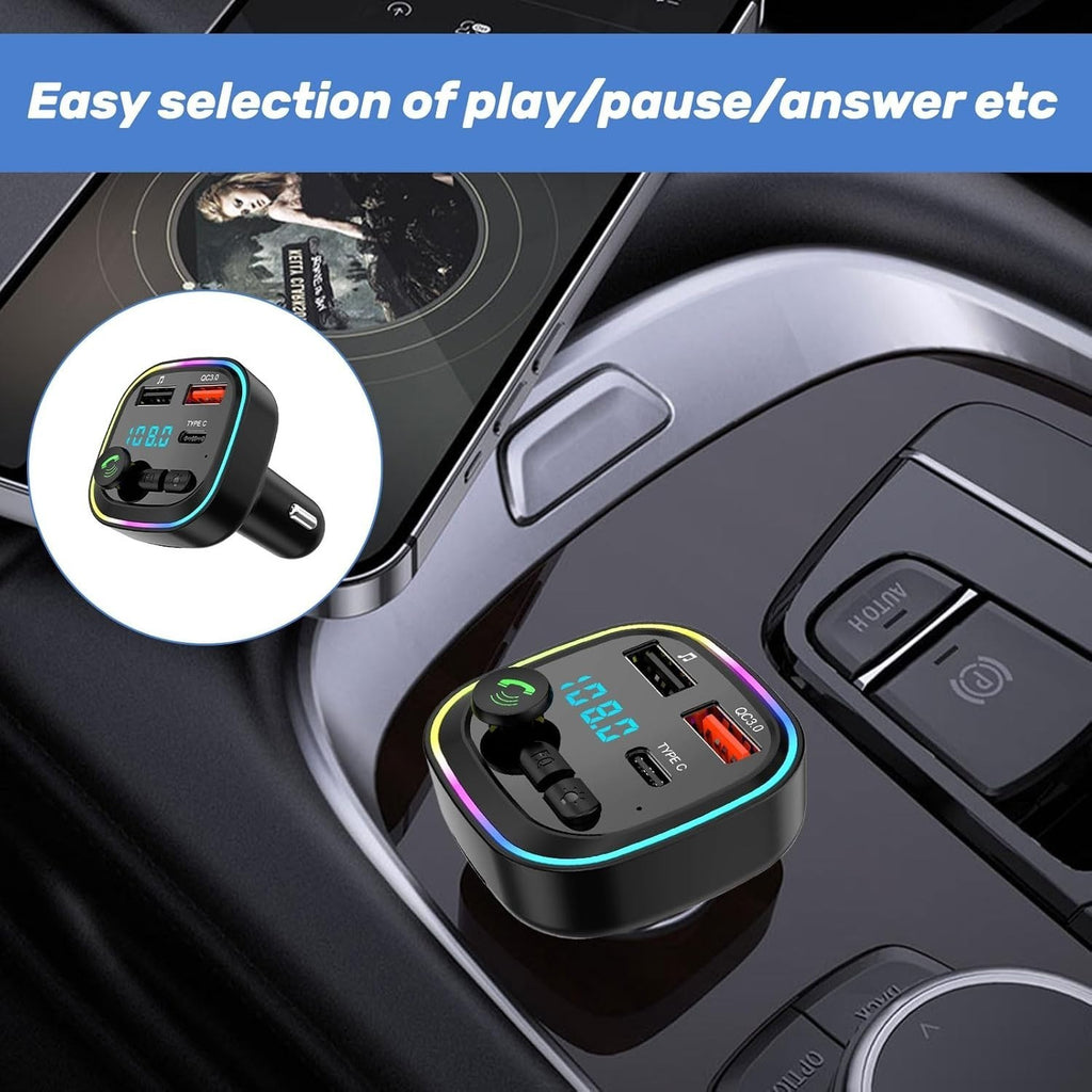 Car Charger Bluetooth 5.0 Wireless FM Transmitter MP3 Player USB PD Fast Adapter