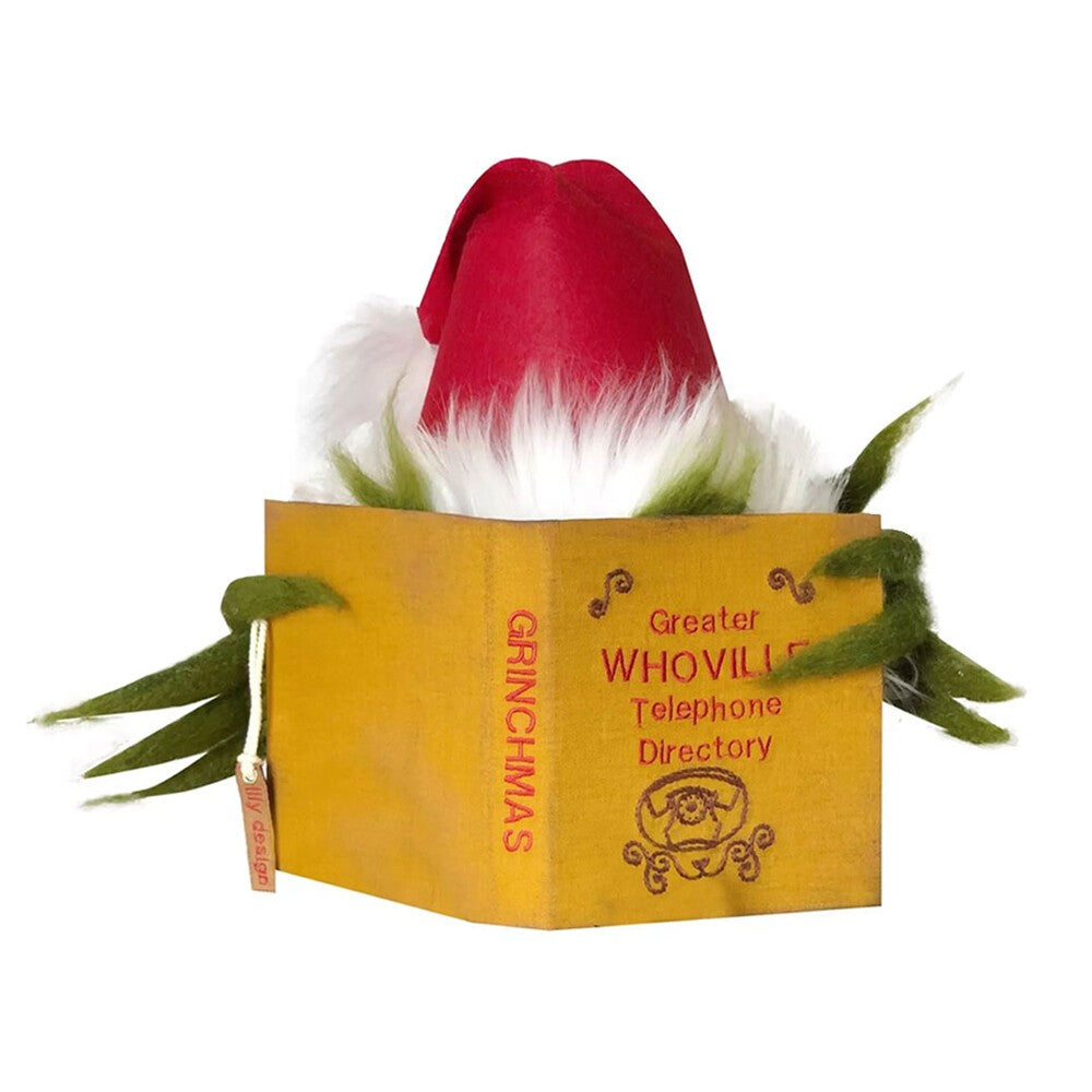 Topper Funny Grinch Hiding Behind Book Treetop Christmas Decor Christmas Tree