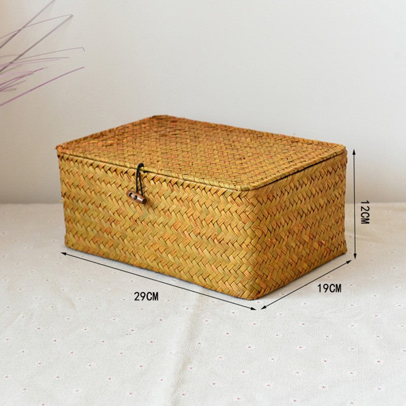 Large Wickers Storage Basket Box With Lid & Lock Woven Wicker Landry Hamper