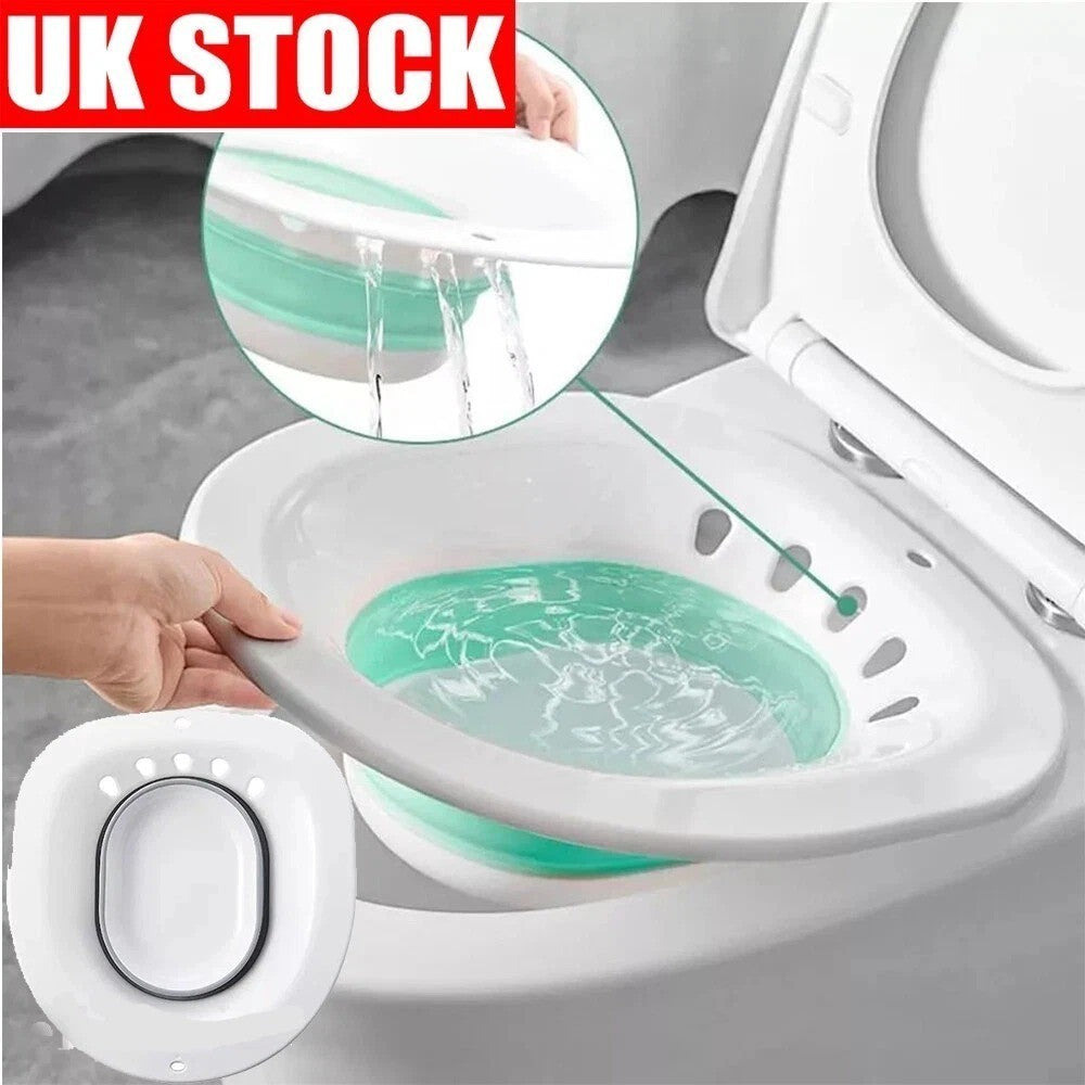 Sitz Bath for Hemorrhoids & Postpartum Care with Flusher Toilet Soaking Basin