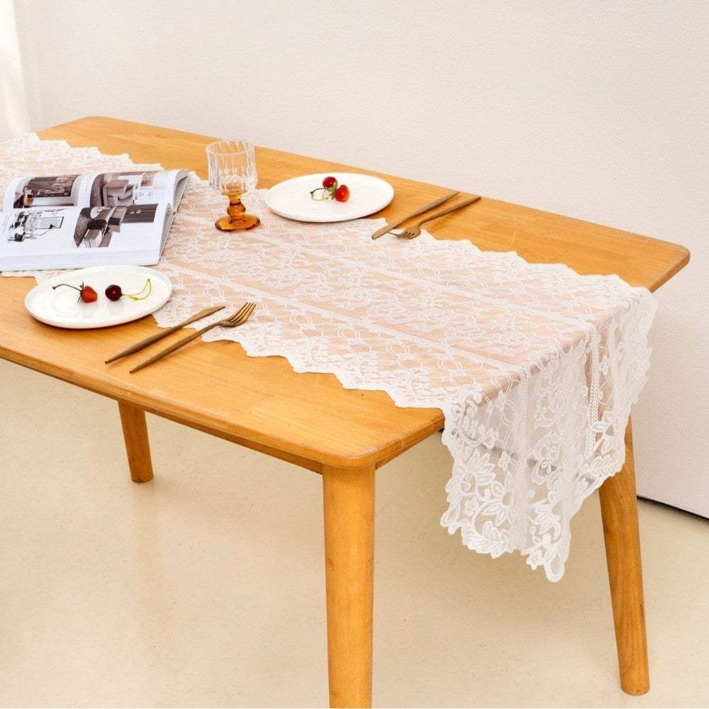 Elegant Lace Table Runner Comfortable French Minimalist Style Table Cover