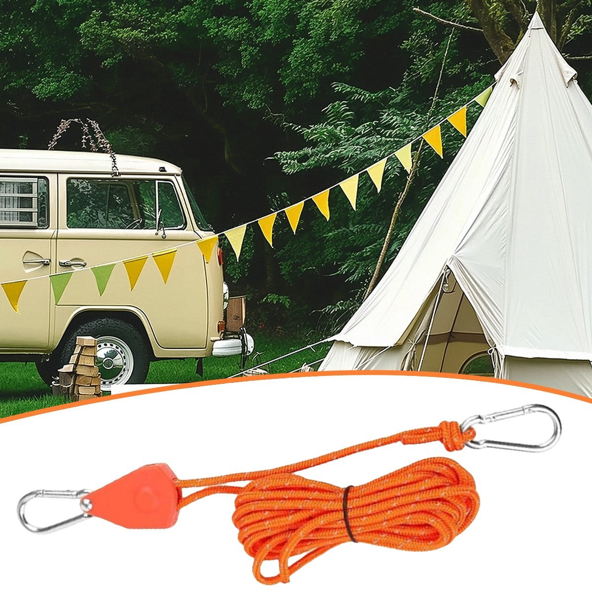 4Pcs Adjustable Camping Ratchet Pulley Tent Guide Rope Guy Line Tensioner 4M