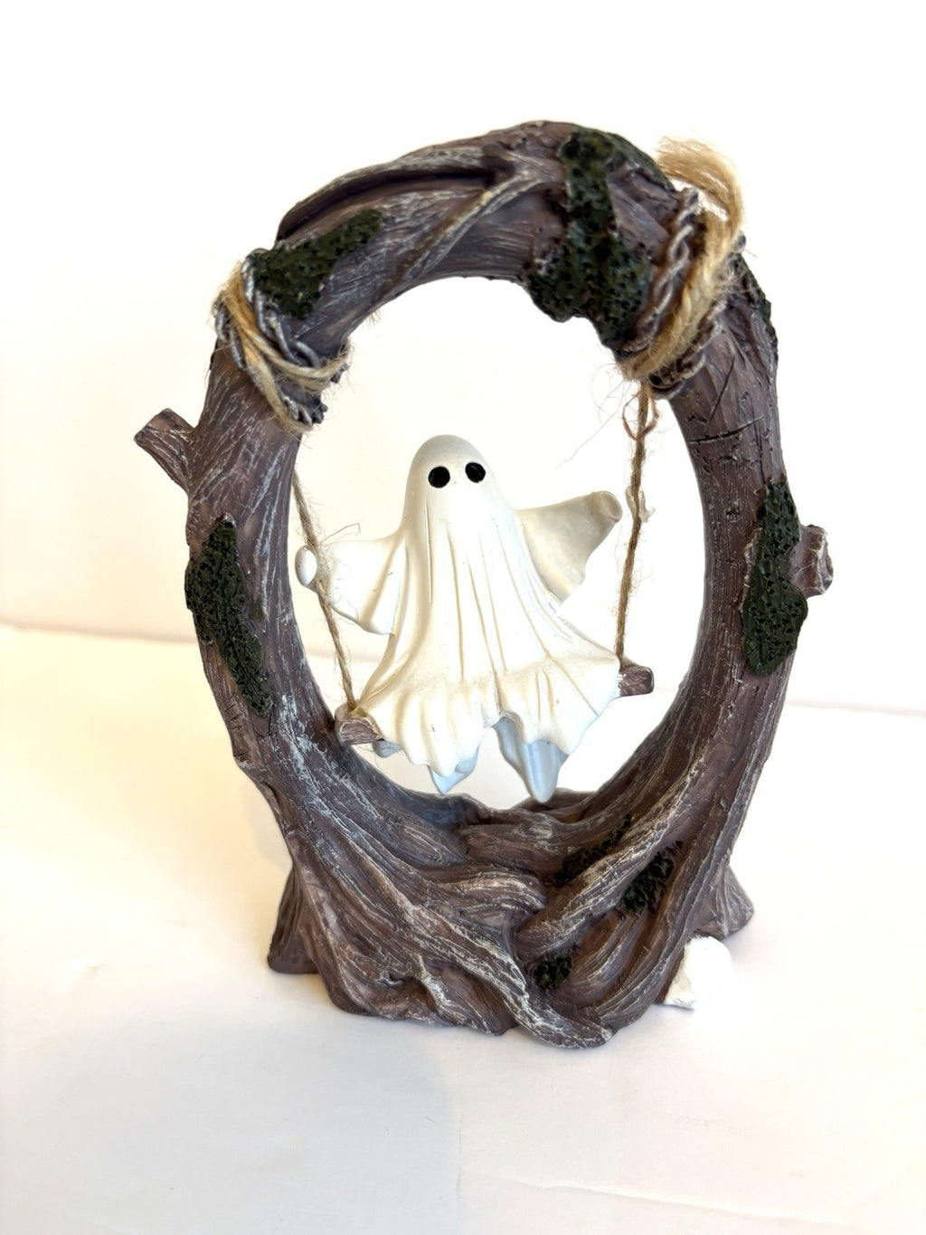Swinging Ghost on Tree Swing - Cute Spooky Halloween Decor