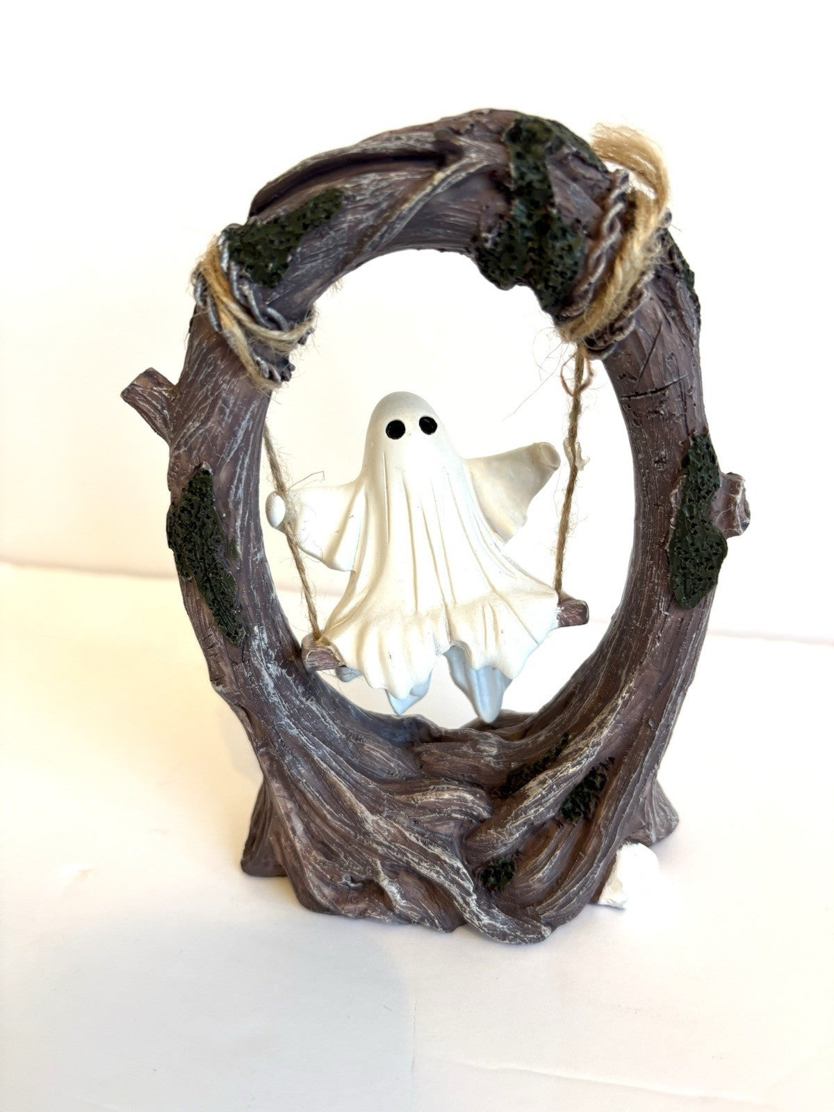 Swinging Ghost on Tree Swing - Cute Spooky Halloween Decor