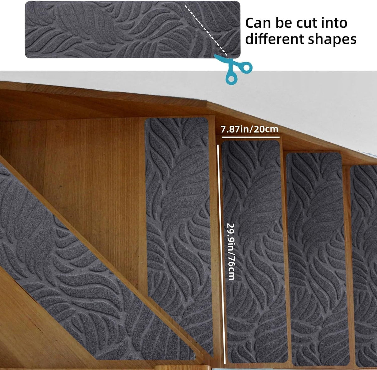 15Pcs Stair Pads Set Carpet Stair Treads Non Slip Adhesive Step Mats Home Decor