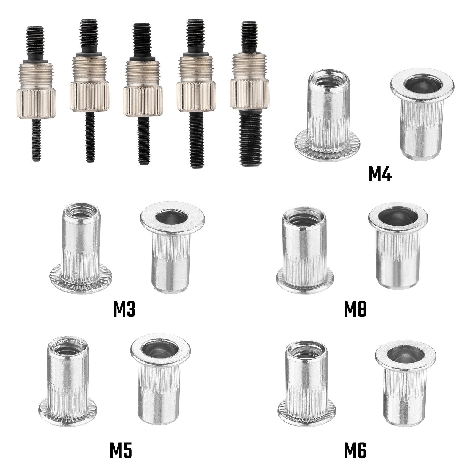 170pcs Professional Hand Nut Tool Riveter Rivnut Gun Kit Mandrels Repair M3-M8