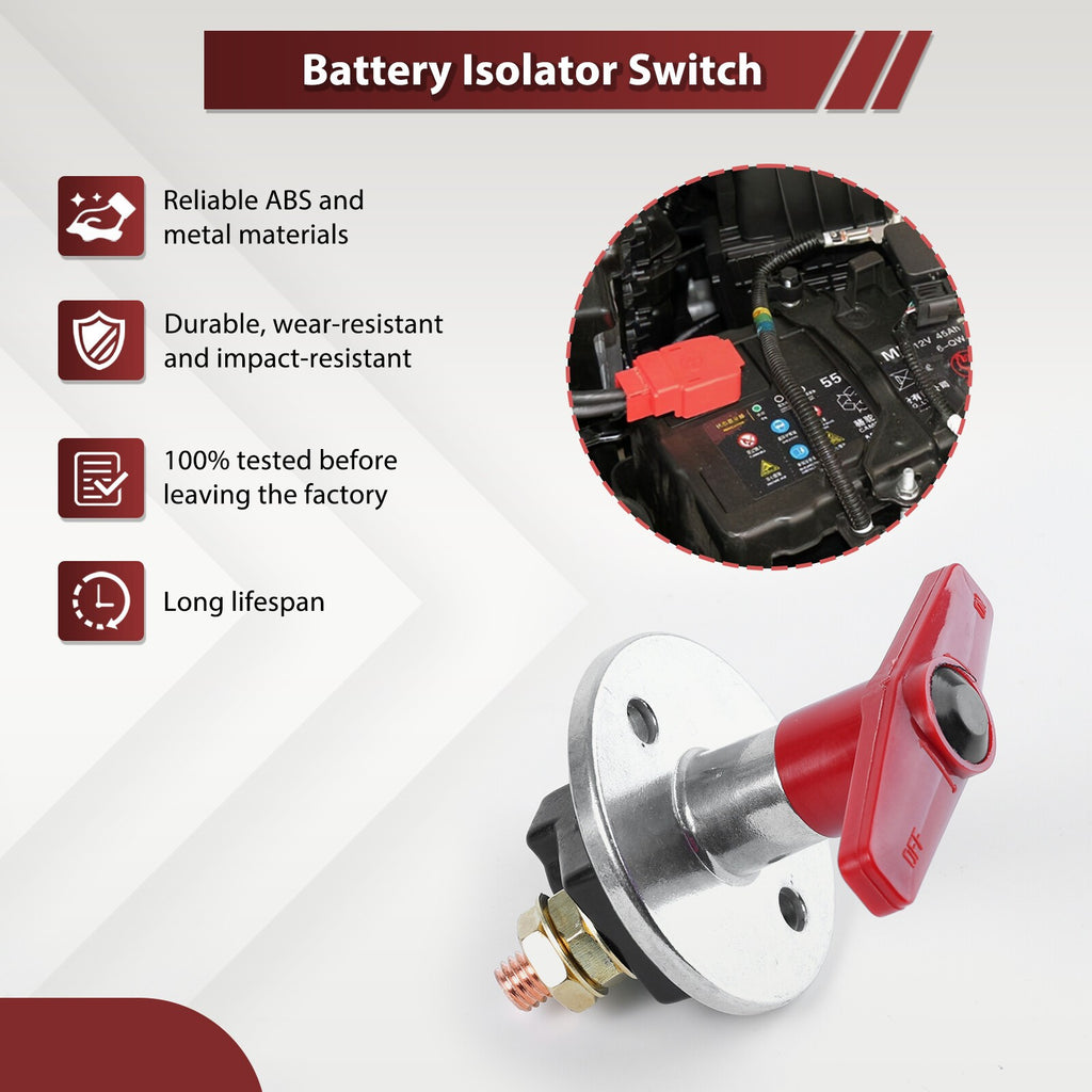 Fixed Key Battery Isolator Cut Off Car Kill Switch 1500 Amp 12v/24v Heavy Duty