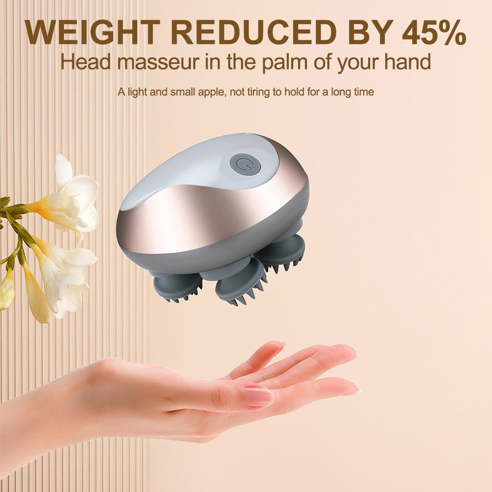 Electric Head Scalp Massager Waterproof Hair Care 3 Modes Kneading Rechargeable