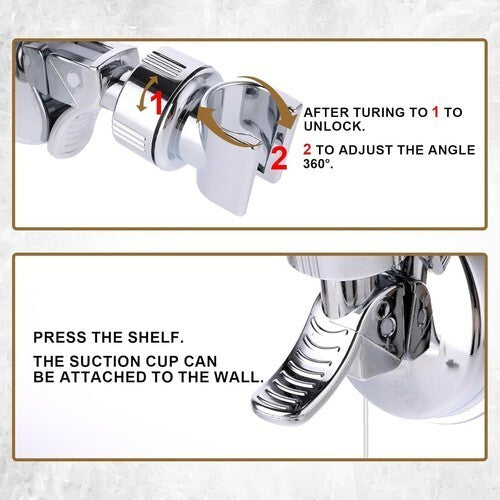Adjustable Bracket Suction Shower Head Handset Holder Kit Bathroom Wall Mount