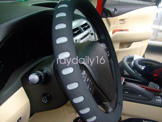 Eva Foam Sport Type Soft Car Steering Wheel Cover Cap Anti-slip 38CM Black-Grey